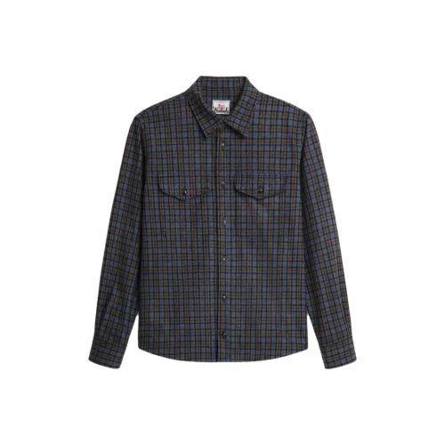 WOOLRICH Синий Серый Мужские Рубашки