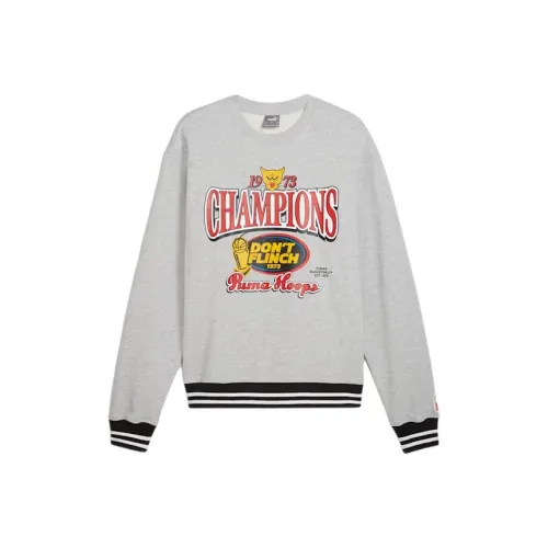 PUMA Champs CREW SWEATSHIRT Мужской Светло-Серый Меланжевый Цветочный Дизайн