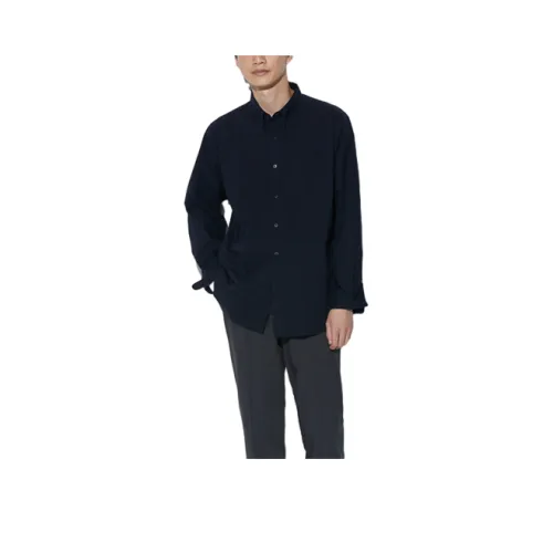 UNIQLO Темно-синяя унисекс рубашка