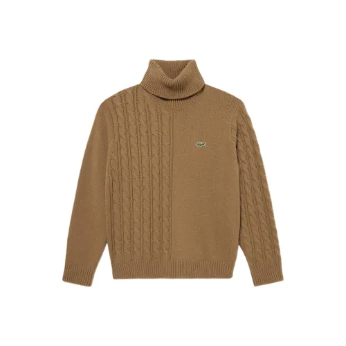 LACOSTE Асимметричная водолазка вязаная модель свитер мужской коричневый