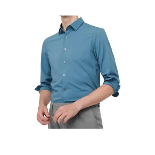 JODOLL Blue Men's Shirts JODOLL Синий Мужские Рубашки