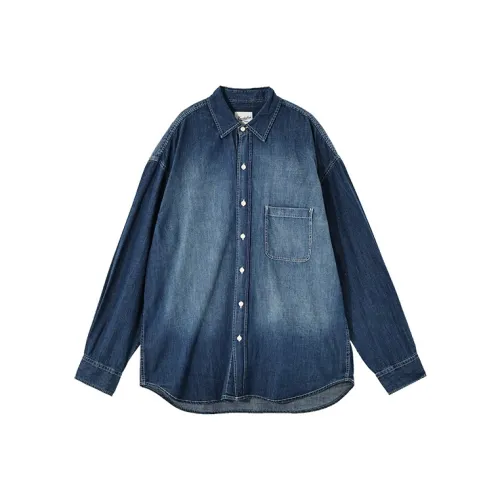 KORAKUBLUE Рубашка Унисекс Темно-Синий Деним