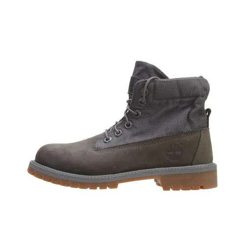Timberland Roll Top Детские кожаные сапоги Серый Школьный возраст