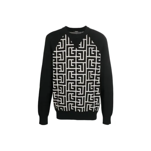 BALMAIN Черный Белый Мужские Свитера