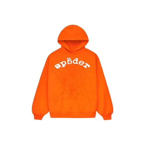 Sp5der Orange Men's Hoodies
