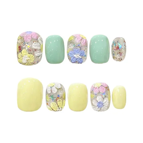 YUNYUEQIAO Весна And Лето Дофамин Мятный манбо Бабочка Handcrafted False Nail Мороженое Короткий Ногтевой 15 мм