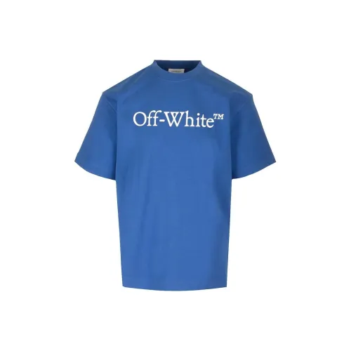 OFF Белая T-рубашка свободный крой мужская синяя