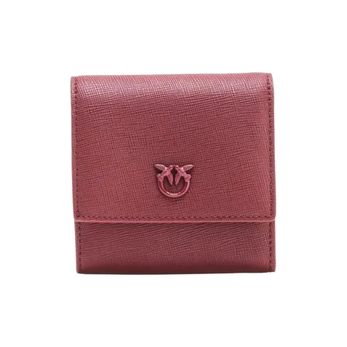 PINKO Love Birds series Телячья кожа Кошелек Женские Бургунди
