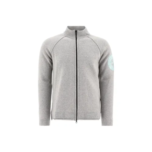 STONE ISLAND FW22 Воротник-стойка Облегающий Длинный рукав Трикотаж Мужской Серый