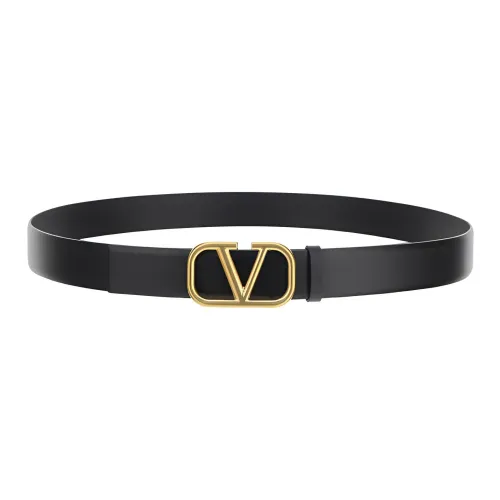 Valentino Letter Logo Fashion Minimalist Style Ремень Мужской Черный Ширина 3 см