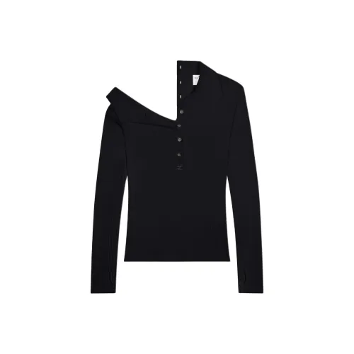 COURREGES FW24 MULTI BUTTONS Свет Шерсть POLO Свитер Унисекс Черный Черный