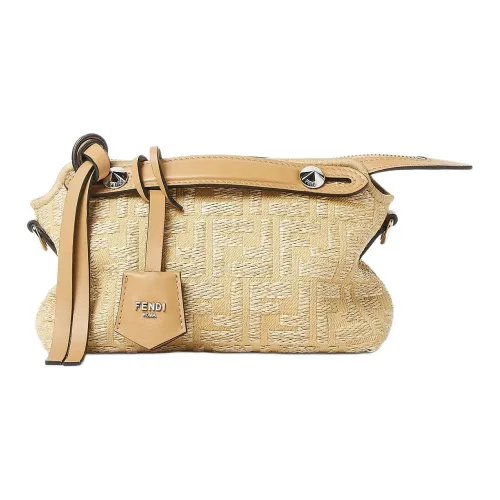 FENDI By The Way Series Хлопок Одно Плечо Сумка Мини Женская Бежевая