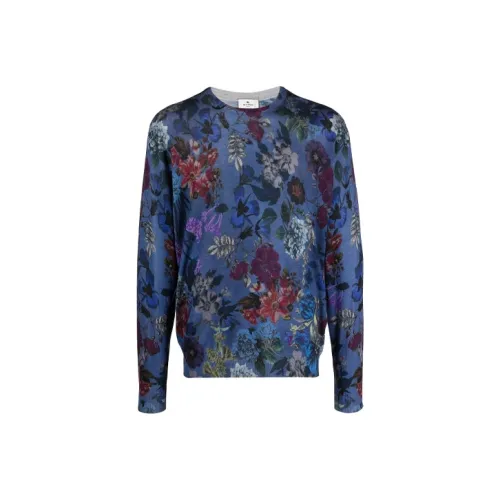 ETRO Синий Фиолетовый Мужской Кашемировый Свитер