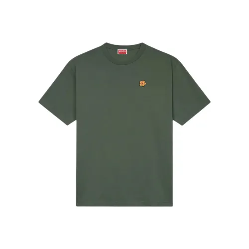 KENZO Цветочный Вышивка Круглый вырез Пуловер Короткий рукав Т-рубашка Мужская Зеленая