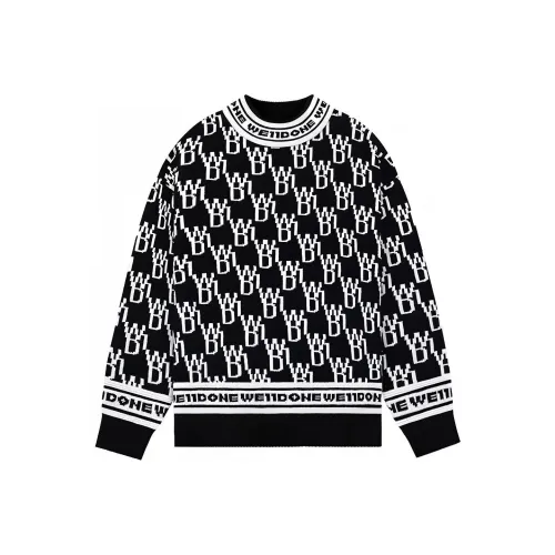 WE11DONE FW21 Кашемировый свитер унисекс черного цвета