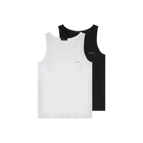 VERSACE 2 пачки черный + белый мужские майки без рукавов