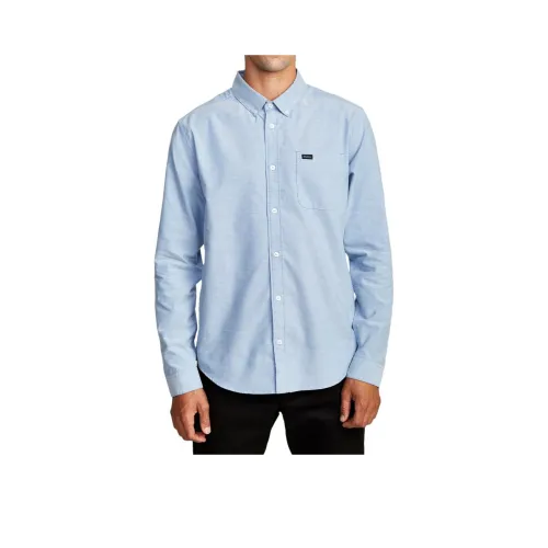 RVCA Oxford Blue Men's Shirts RVCA Оксфорд Синий Мужские Рубашки