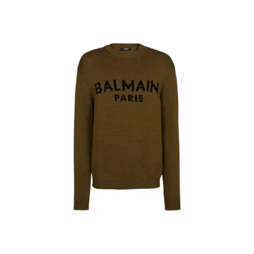 BALMAIN Хаки Мужские Свитера
