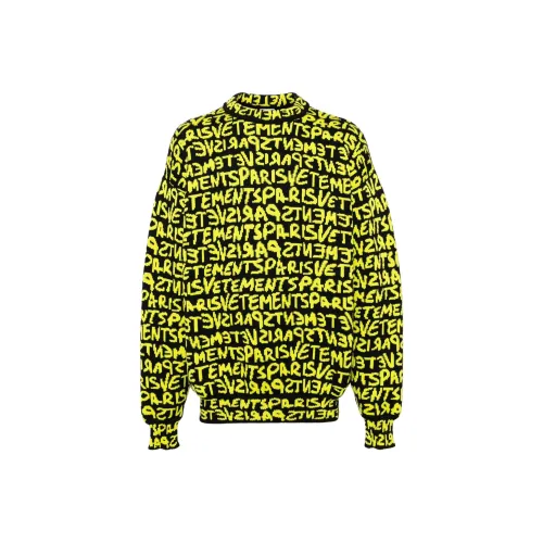 Vetements Флуоресцентный Желтый Унисекс Свитеры