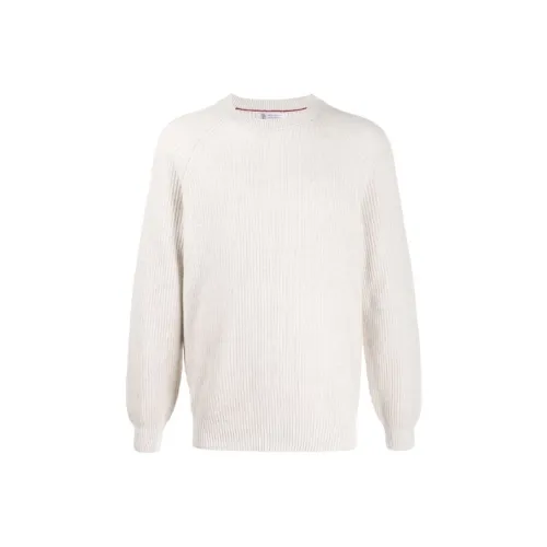 BRUNELLO CUCINELLI Белый Мужской Кашемировый Свитер