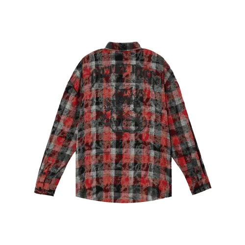 LUJIAMEN Рубашка Весенний Осенний Пре-Осенний Унисекс Красный