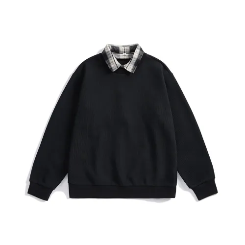 Hansca Свободный крой Minimalist Style Versatile Длинный рукав Толстовка Мужской Черный