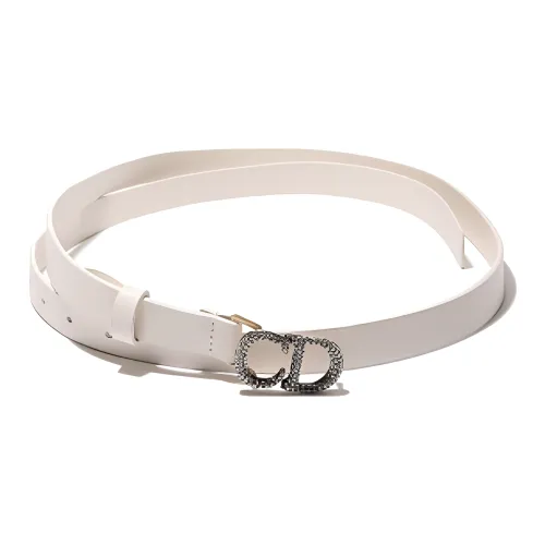 DIOR CD Пряжка Регулируемый Кольцо Кожаные ремни Женские Белые Ширина 2CM