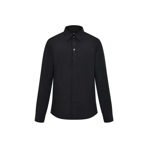 RARE Длинный рукав рубашка мужская черная