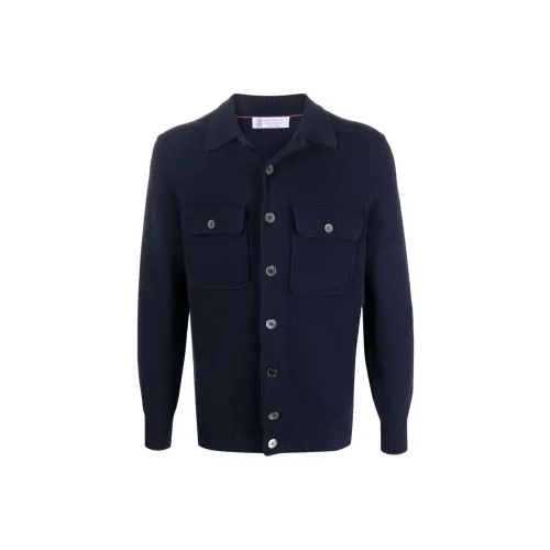 BRUNELLO CUCINELLI Кашемир Свитер Мужской Темно-синий