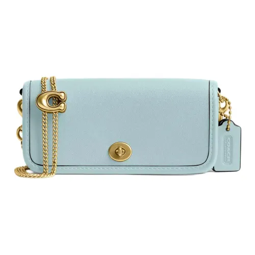 COACH Dinky Кожа Сумка через плечо Сумка на плечо Мини Женская Светло-синяя