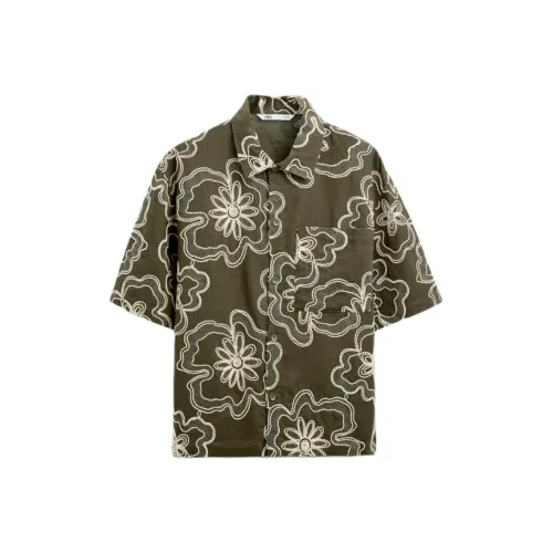 ZARA Темный хаки Мужские рубашки