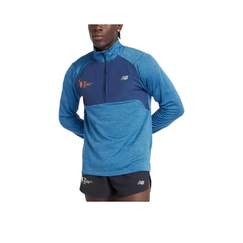 New Balance NYC Marathon AthleticsHeat Сетка Толстовка Мужской Бледный EGRET Синий
