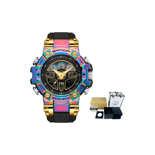 Sanda Электронный + Кварцевый механизм TPU Ремешок Часы Мужские Черный Циферблат