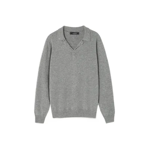 VERSACE Кашемир Свитер Мужской Серый