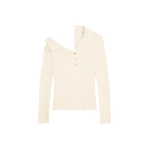 COURREGES FW24 MULTI BUTTONS Свет Шерсть POLO Свитер Унисекс Натуральный Бежевый Натуральный Бежевый