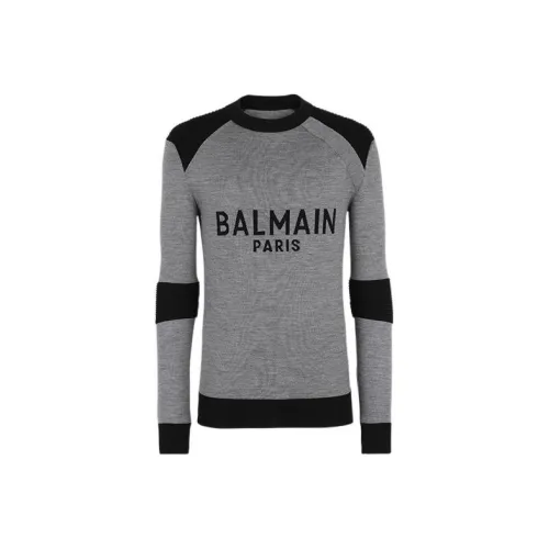 BALMAIN Темно-серые мужские свитеры
