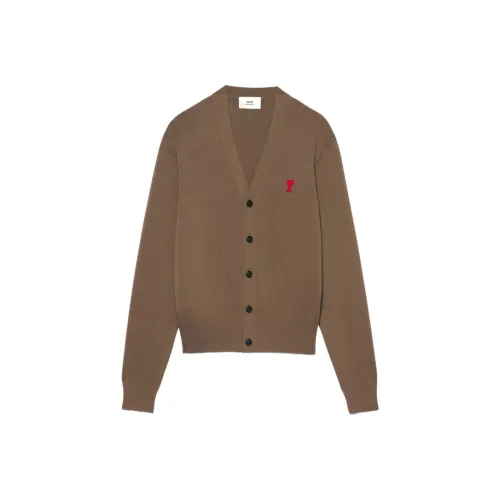 AMIPARIS V-Neck Трикотажная Ткань Кардиган Мужской Тауповый