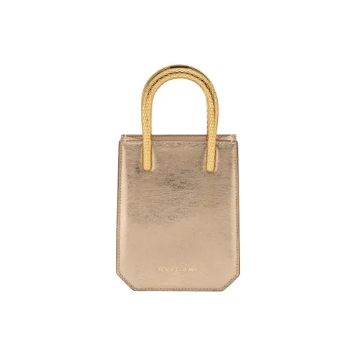 BVLGARI Serpentine Телячья кожа Тоут Сумка Сумка для покупок Сумка на одно плечо Мини Женская Светло-золотая