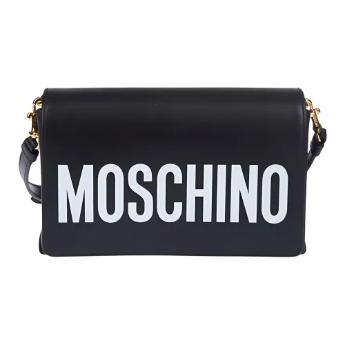 MOSCHINO Корова Кожа Camera Сумка Маленькая Квадратная Сумка Плечевая Сумка Женская Черная