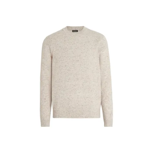 Ermenegildo Zegna Экрю Мужские кашемировые свитера