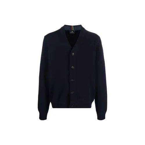 Paul Smith FW22 V-образный вырез облегающий с длинными рукавами трикотаж мужской морской синий