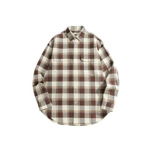 PEACEBIRD MEN Eye C Коллаборация Series Рубашка Мужская Кофейного цвета Желтый