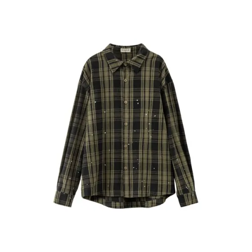 NO ONE ELSE Горчично-зеленая унисекс рубашка