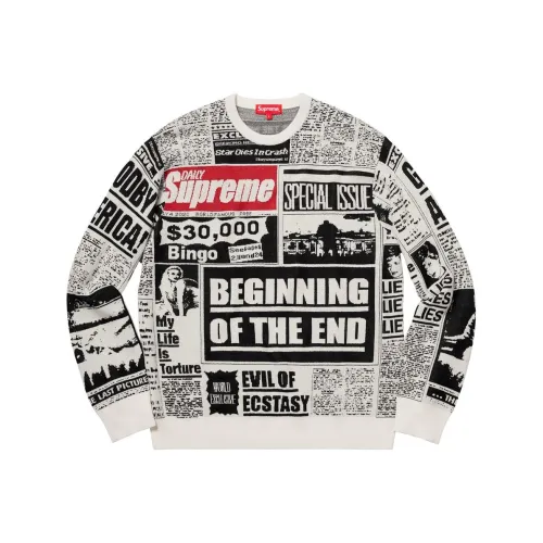 Supreme NEWSPRINT Свитер Унисекс Экрю
