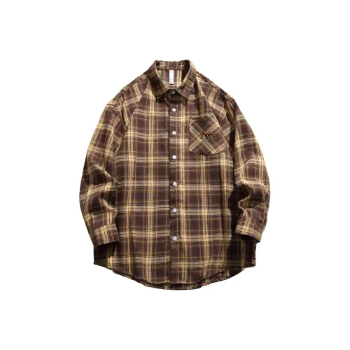 CLOR Коричневая унисекс рубашка