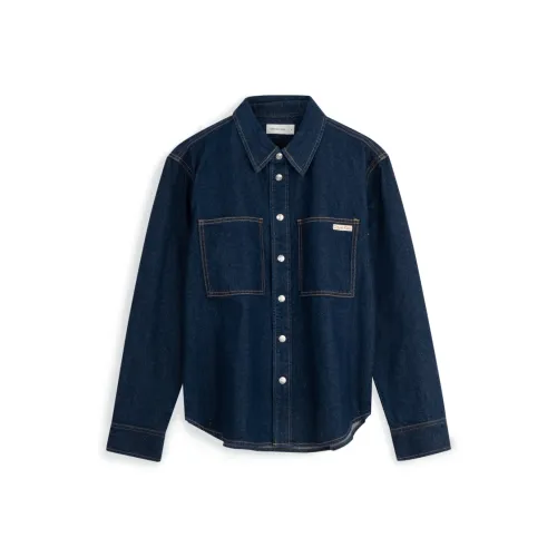 CALVIN KLEIN Рубашка Мужская Темно-Синий Деним