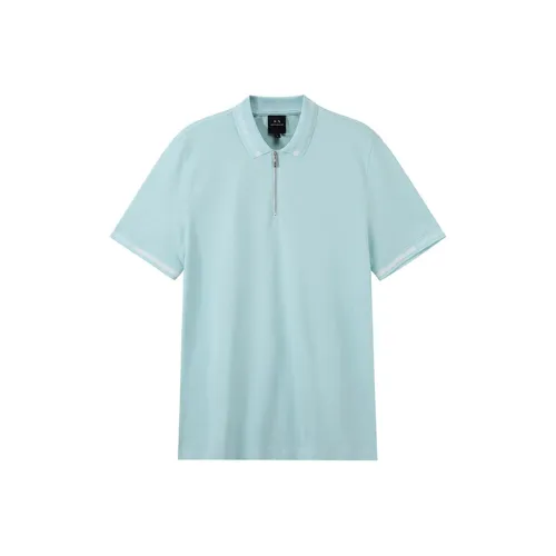 ARMANI EXCHANGEAE SS24 Поло Мужское Светло-Синий Зеленый