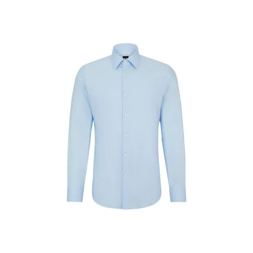 Hugo Boss Рубашка Slim Fit из легкого эластичного хлопка в ткани поплин мужская светло-синяя