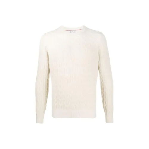BRUNELLO CUCINELLI Белый Мужской Кашемировый Свитер