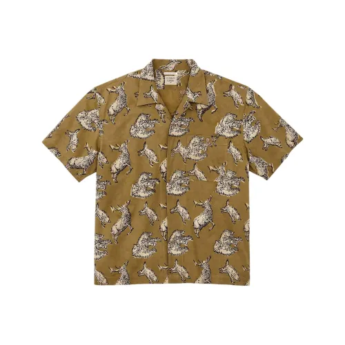 Filson Hand Printed Пляжные шорты Рубашка Мужская Коричнево-желтая